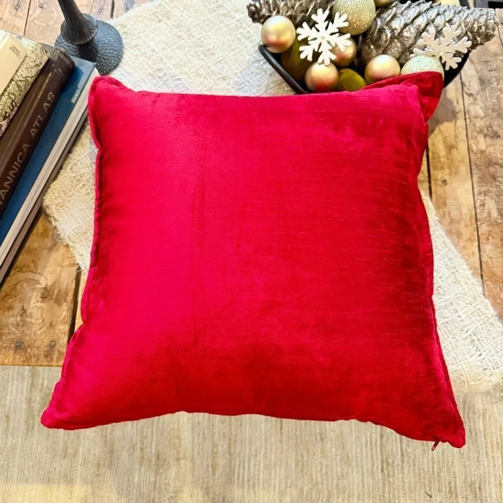 Magaschoni Red Velvet Holiday Accent Pillow